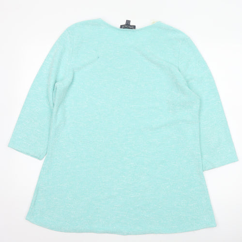 Saloos Women's Green Tunic Blouse Size 18 3/4 Sleeve Stretch Top