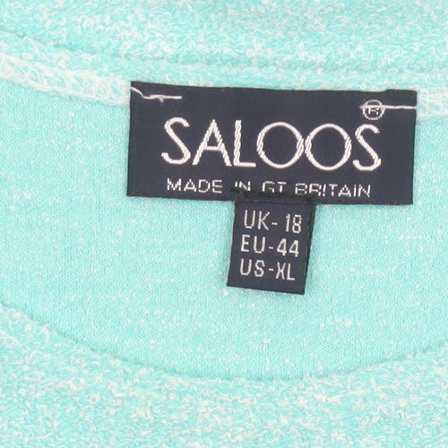 Saloos Women's Green Tunic Blouse Size 18 3/4 Sleeve Stretch Top
