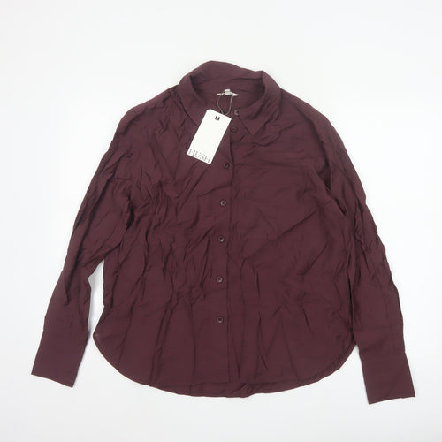 Hush Women's Purple Button-Up Long Sleeve Viscose Shirt Size 10