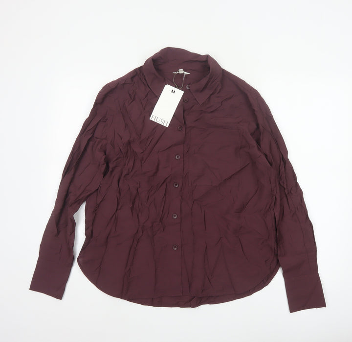 Hush Women's Purple Button-Up Long Sleeve Viscose Shirt Size 10