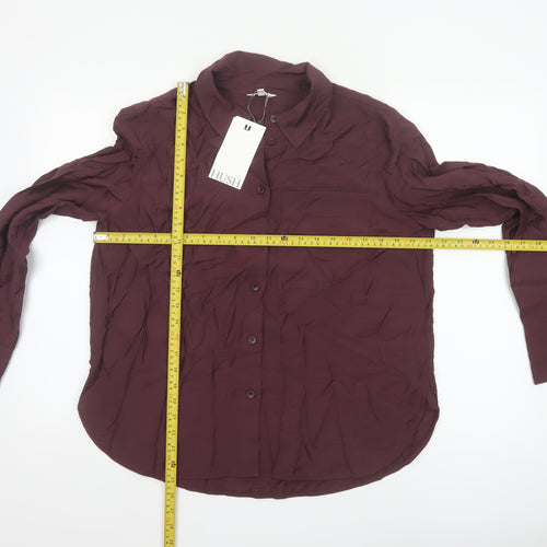 Hush Women's Purple Button-Up Long Sleeve Viscose Shirt Size 10