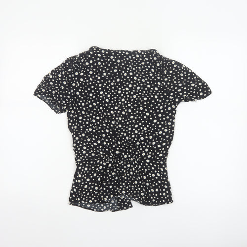 River Island Women’s Black Floral Button Blouse Size 8 Viscose