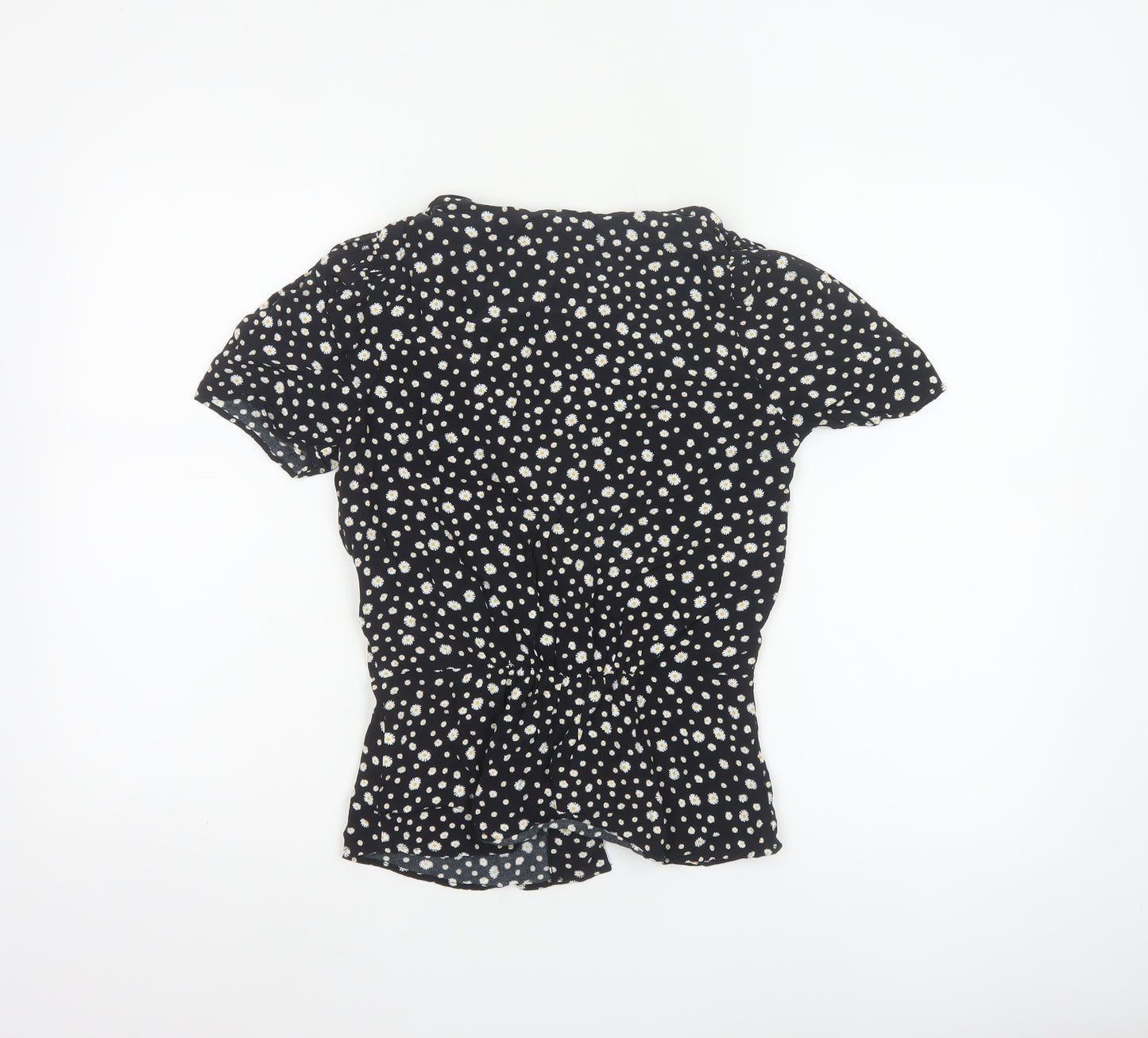 River Island Women’s Black Floral Button Blouse Size 8 Viscose