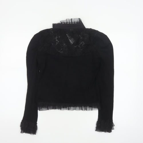 Banned Women's Black Lace Ruffle Gothic Long Sleeve Blouse M