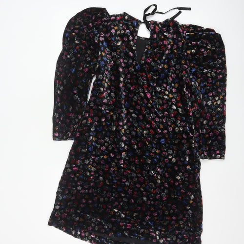 AND/OR Women’s Multicoloured Floral Velvet Shift Dress Size 6