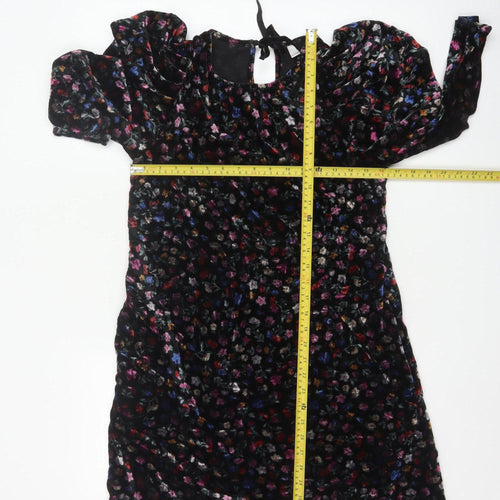 AND/OR Women’s Multicoloured Floral Velvet Shift Dress Size 6