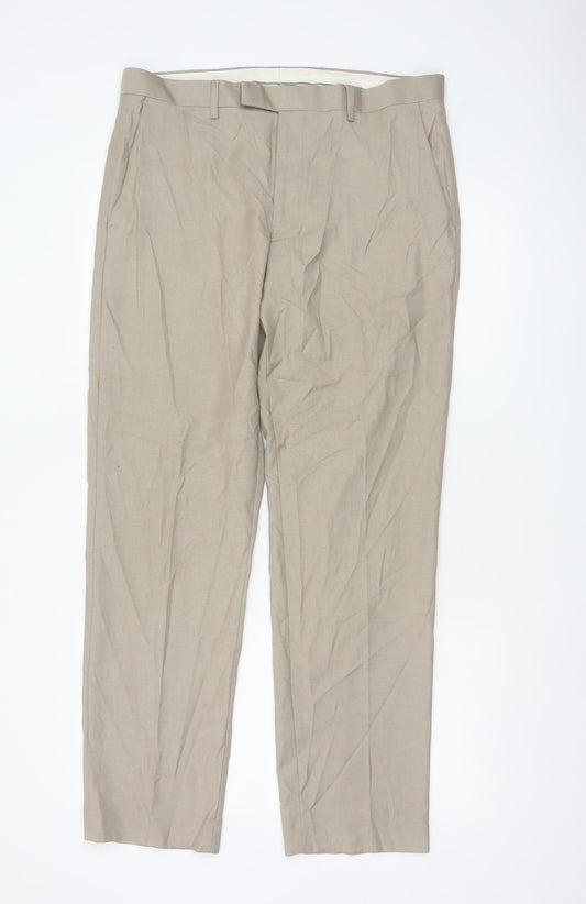 Marks and Spencer Men Beige Regular Fit Chino Trousers 34