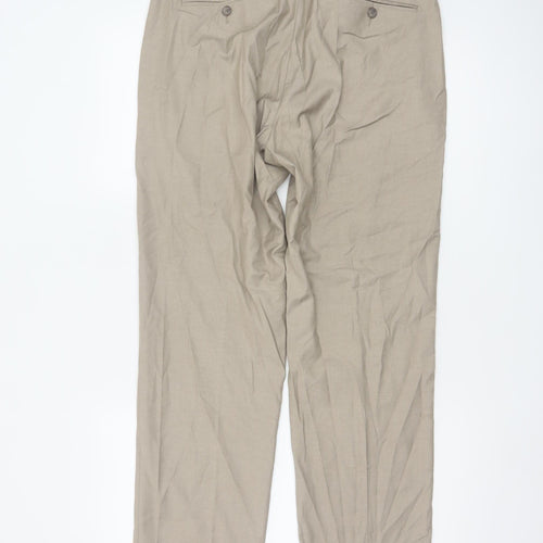 Marks and Spencer Men Beige Regular Fit Chino Trousers 34