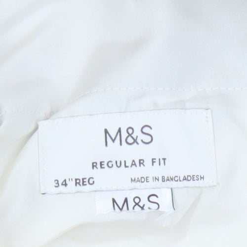 Marks and Spencer Men Beige Regular Fit Chino Trousers 34