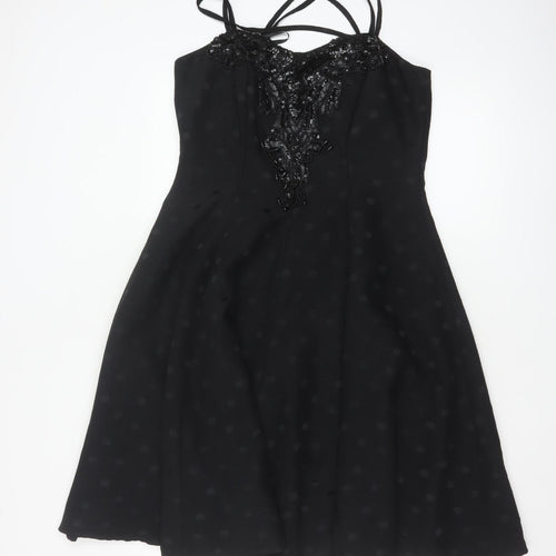 Gina Bacconi Women’s Black Size 14 Beaded Fit & Flare Cocktail Dress