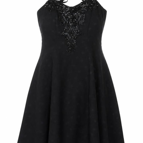 Gina Bacconi Women’s Black Size 14 Beaded Fit & Flare Cocktail Dress