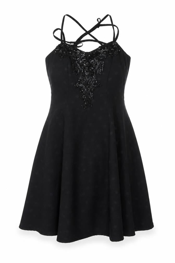 Gina Bacconi Women’s Black Size 14 Beaded Fit & Flare Cocktail Dress