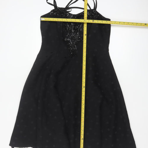 Gina Bacconi Women’s Black Size 14 Beaded Fit & Flare Cocktail Dress