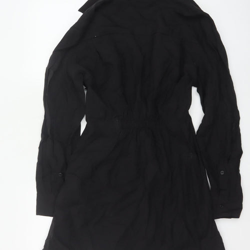 Zara Women's Black Size 14 Wrap Shirt Dress Long Sleeve
