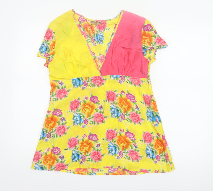 Ringspun Womens Multicoloured Silk Floral Tunic Blouse Size 6