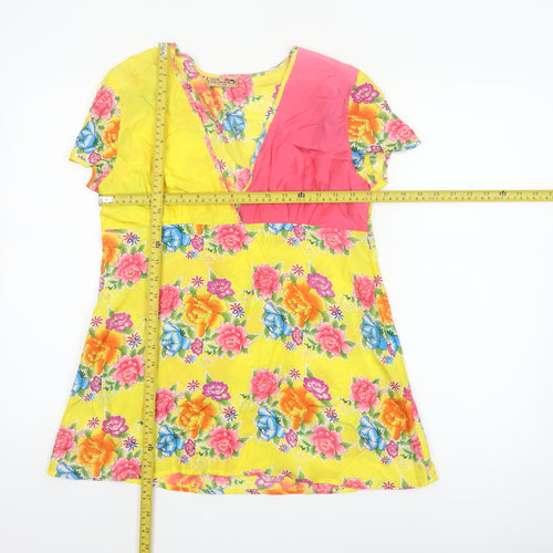 Ringspun Womens Multicoloured Silk Floral Tunic Blouse Size 6