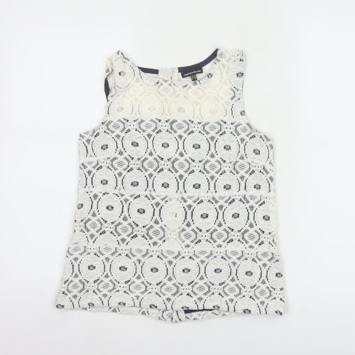 Warehouse Women's White Lace Tank Top UK 10 Sleeveless Camisole
