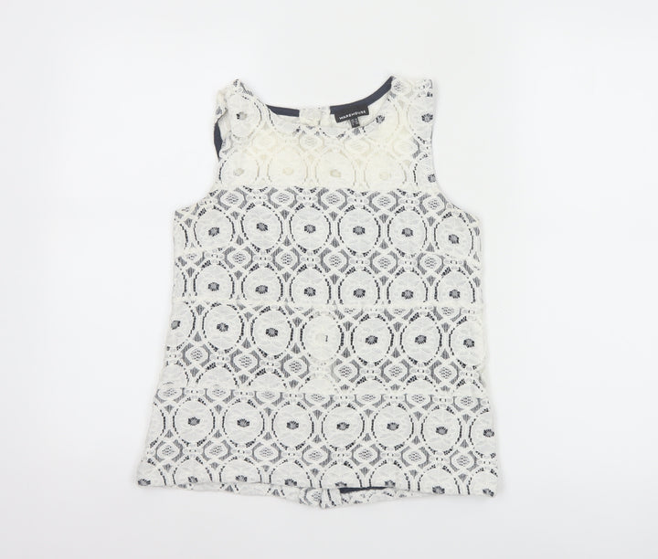 Warehouse Women's White Lace Tank Top UK 10 Sleeveless Camisole