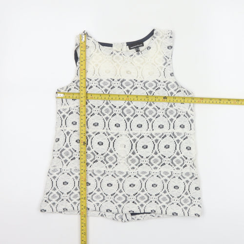 Warehouse Women's White Lace Tank Top UK 10 Sleeveless Camisole