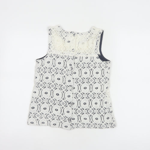 Warehouse Women's White Lace Tank Top UK 10 Sleeveless Camisole