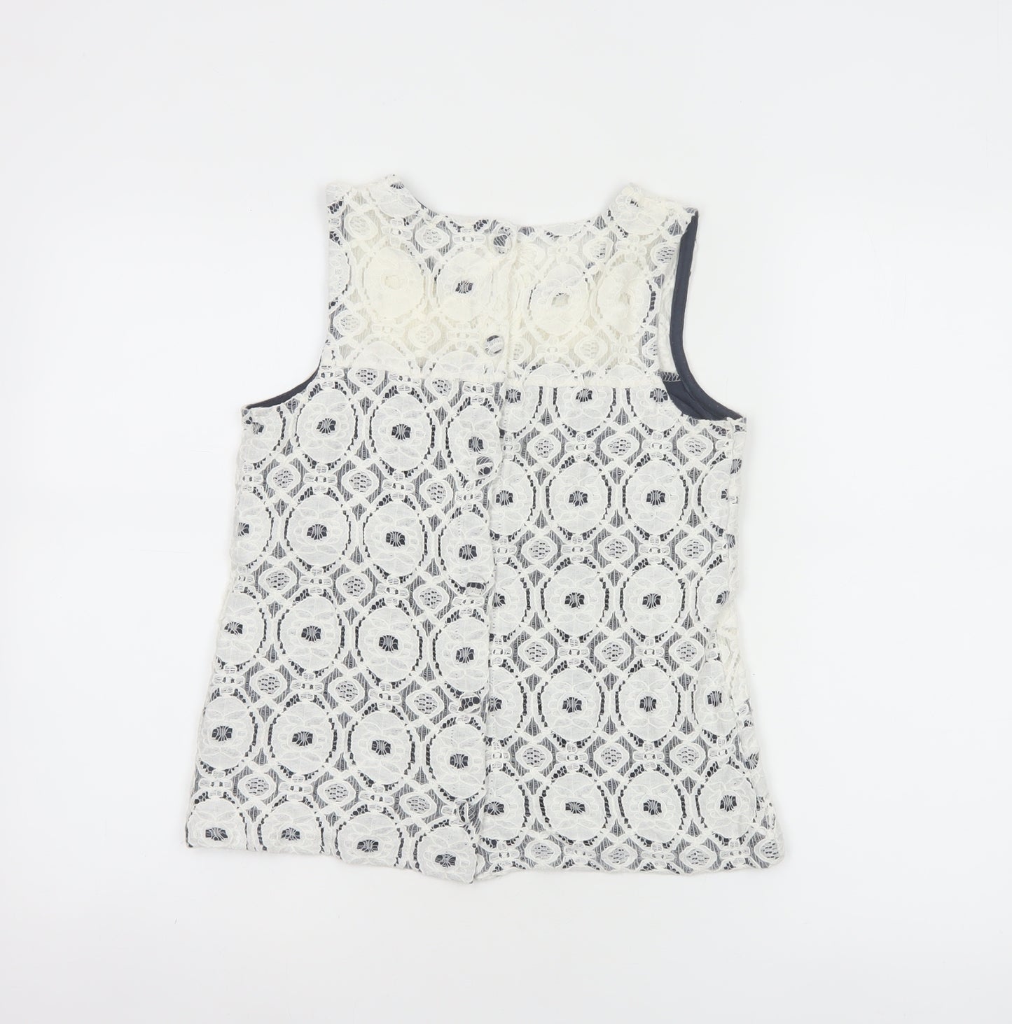 Warehouse Women's White Lace Tank Top UK 10 Sleeveless Camisole