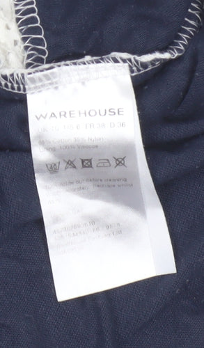 Warehouse Women's White Lace Tank Top UK 10 Sleeveless Camisole