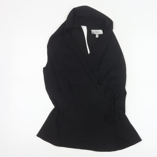 Coast Women's Black Wrap Sleeveless Blouse UK 10