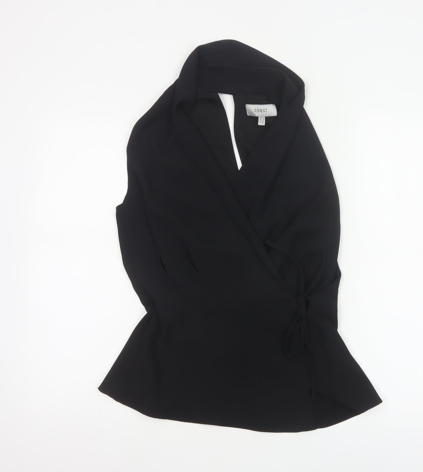 Coast Women's Black Wrap Sleeveless Blouse UK 10