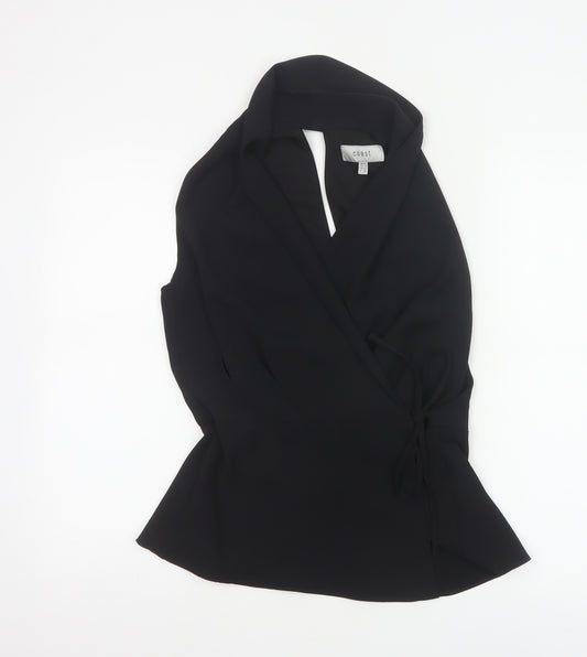 Coast Women's Black Wrap Sleeveless Blouse UK 10