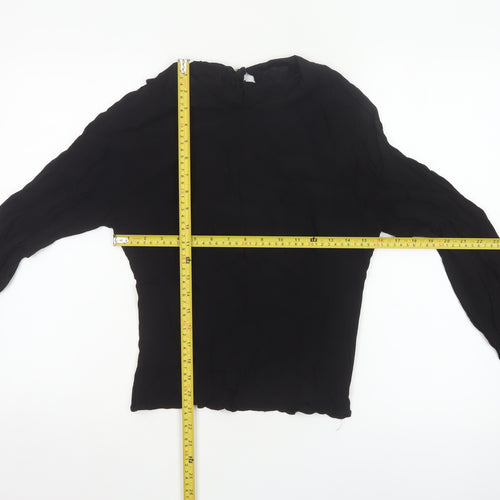 & Other Stories Women Black High Neck Long Sleeve Blouse Size 8