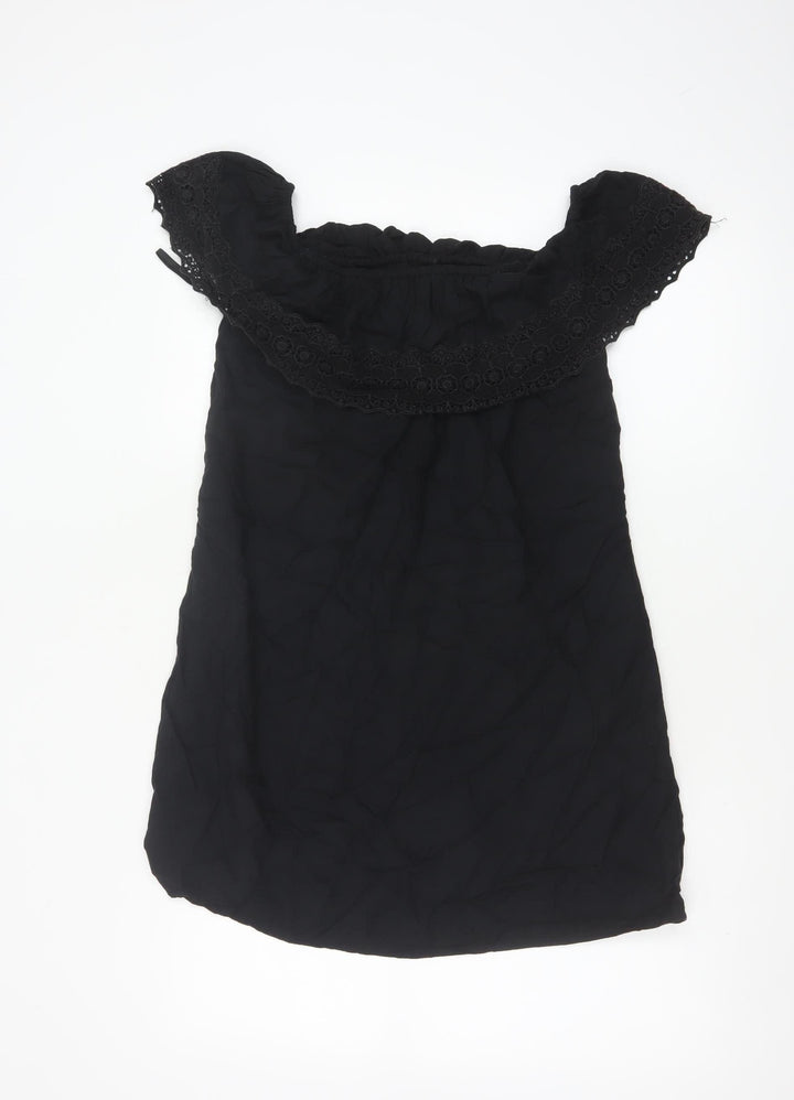 Hollister Womens Black Off Shoulder Short Dress Size S Viscose Lace