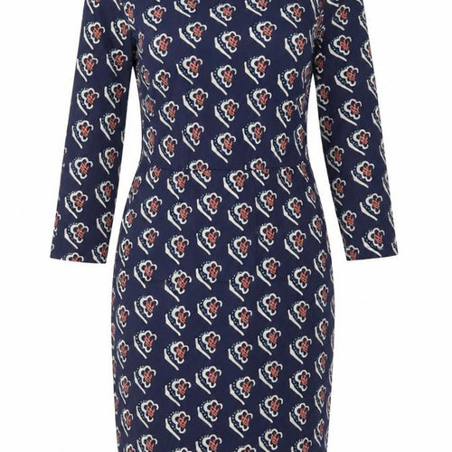 White Stuff Women Blue Floral Shift Dress Size 10 3/4 Sleeve Viscose