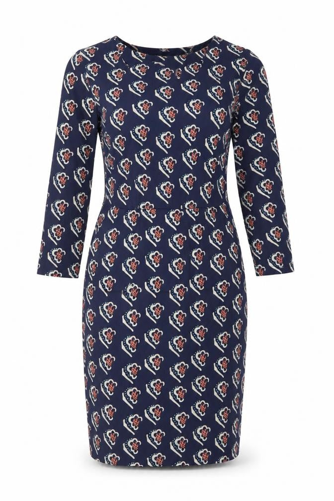 White Stuff Women Blue Floral Shift Dress Size 10 3/4 Sleeve Viscose