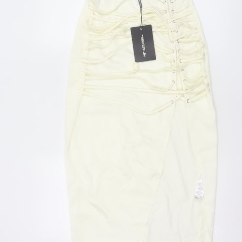PrettyLittleThing Womens Ivory Midi Pencil Skirt Size 8