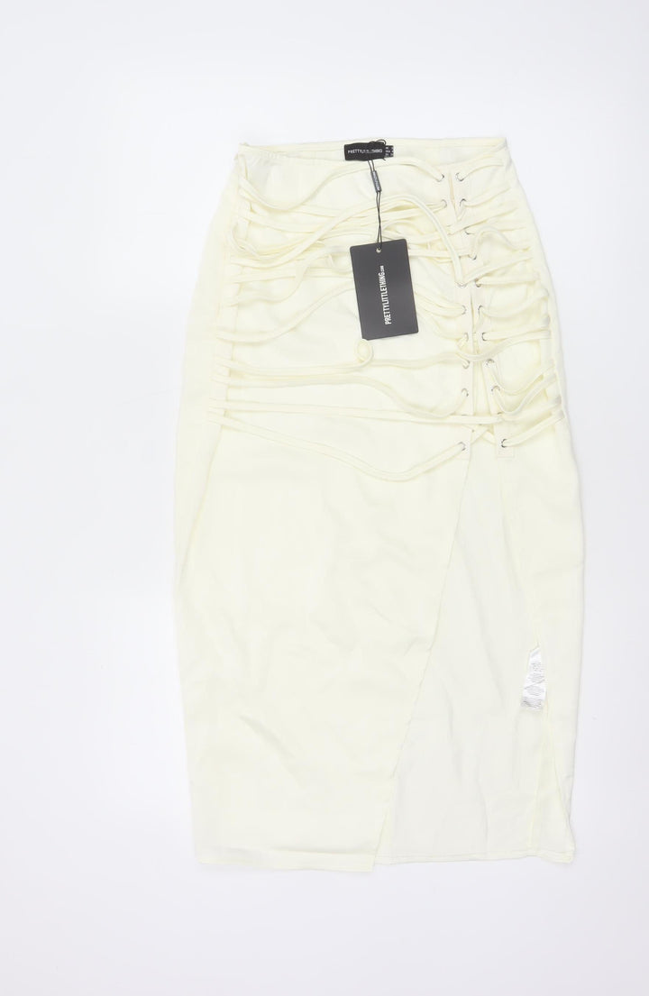 PrettyLittleThing Womens Ivory Midi Pencil Skirt Size 8