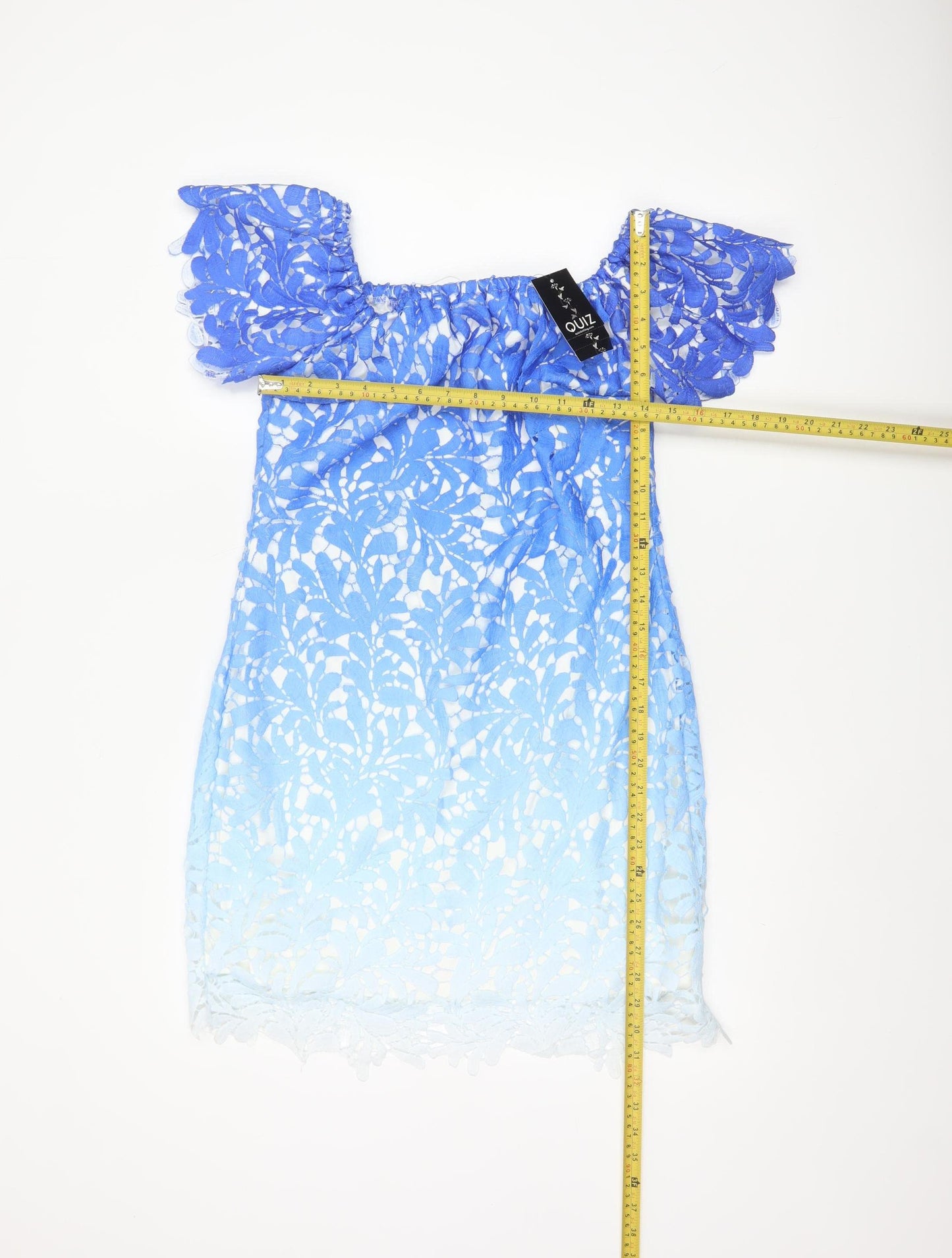 Quiz Women Blue Lace Off Shoulder Shift Dress Size 16