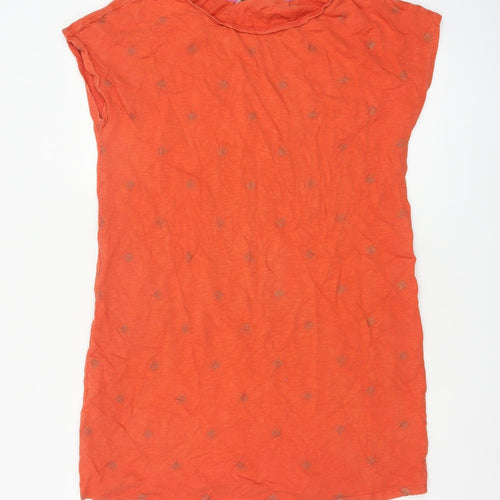 Boden Women's Orange Cotton Shift Dress Size 14 Short Sleeve Casual