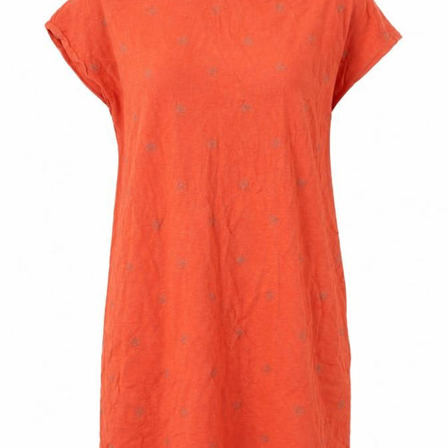 Boden Women's Orange Cotton Shift Dress Size 14 Short Sleeve Casual