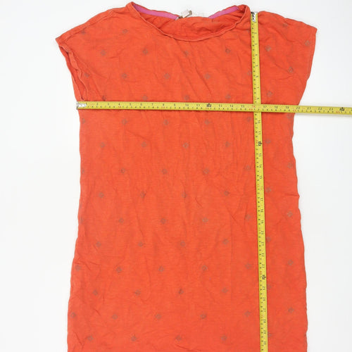 Boden Women's Orange Cotton Shift Dress Size 14 Short Sleeve Casual