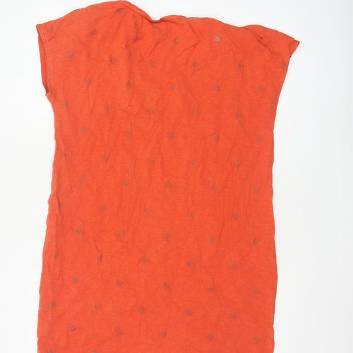 Boden Women's Orange Cotton Shift Dress Size 14 Short Sleeve Casual