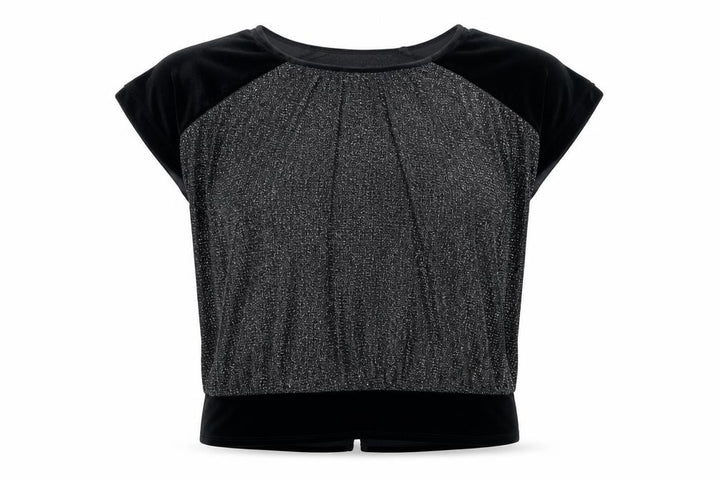 Oasis Women’s Black Velvet Trim Blouse Size M Short Sleeve