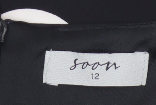 Soon Women's Black Polka Dot Sheath Dress Size 12 Sleeveless V-Neck Lined