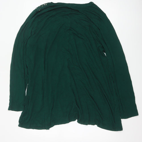 Yours Women’s Green Plus Size 22 Long Sleeve Beaded Tunic Top