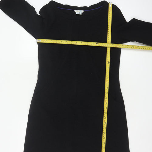 Boden Women Black Shift Dress Size 10 Petite 3/4 Sleeve Knit Workwear