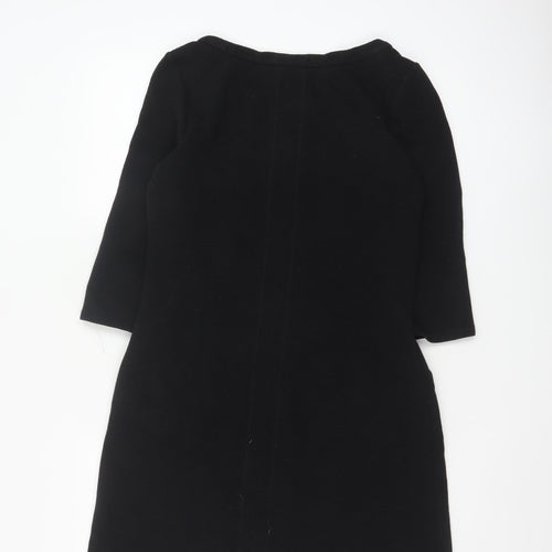 Boden Women Black Shift Dress Size 10 Petite 3/4 Sleeve Knit Workwear