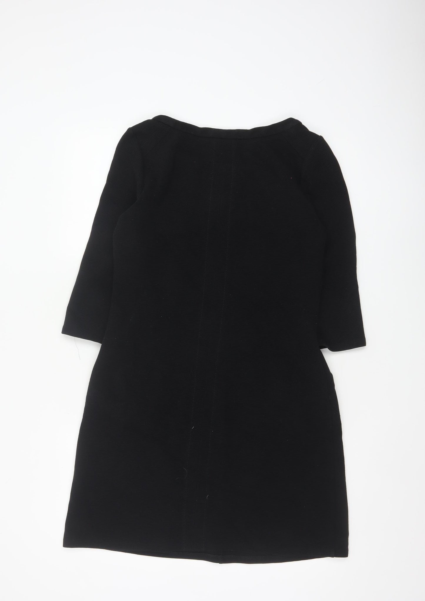 Boden Women Black Shift Dress Size 10 Petite 3/4 Sleeve Knit Workwear