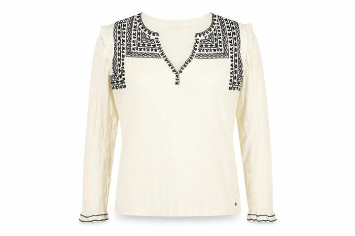 FatFace Women’s Ivory Embroidered Boho Long Sleeve Blouse M