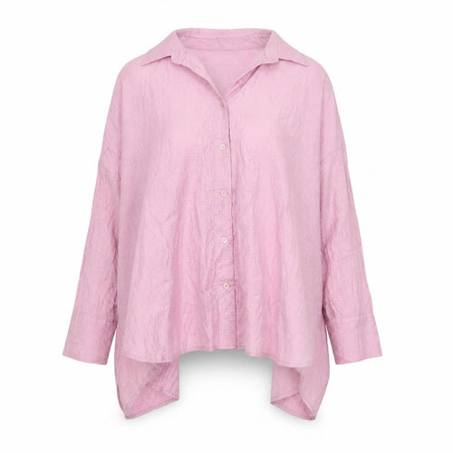ZARA Women Pink Crinkle Lyocell Blend Button-Up Shirt Size 12
