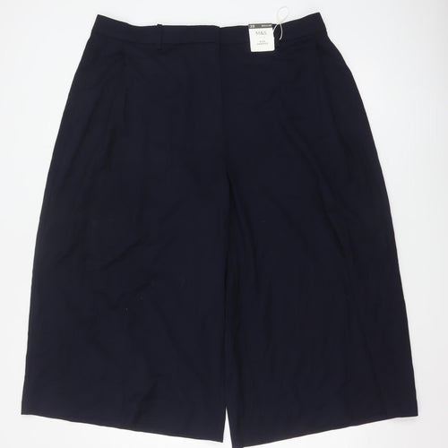 Marks and Spencer Women’s Dark Navy Wide-Leg Regular Trousers Size 20