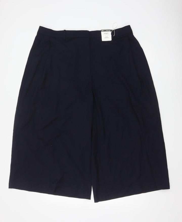 Marks and Spencer Women’s Dark Navy Wide-Leg Regular Trousers Size 20